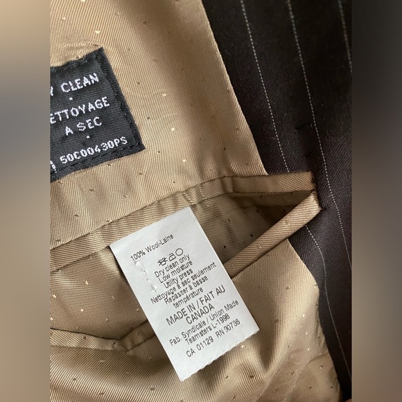 Calvin Klein Wool Pinstripe Brown Blazer Sport Coat Suit Jacket Three Button 42R - Picture 9 of 12